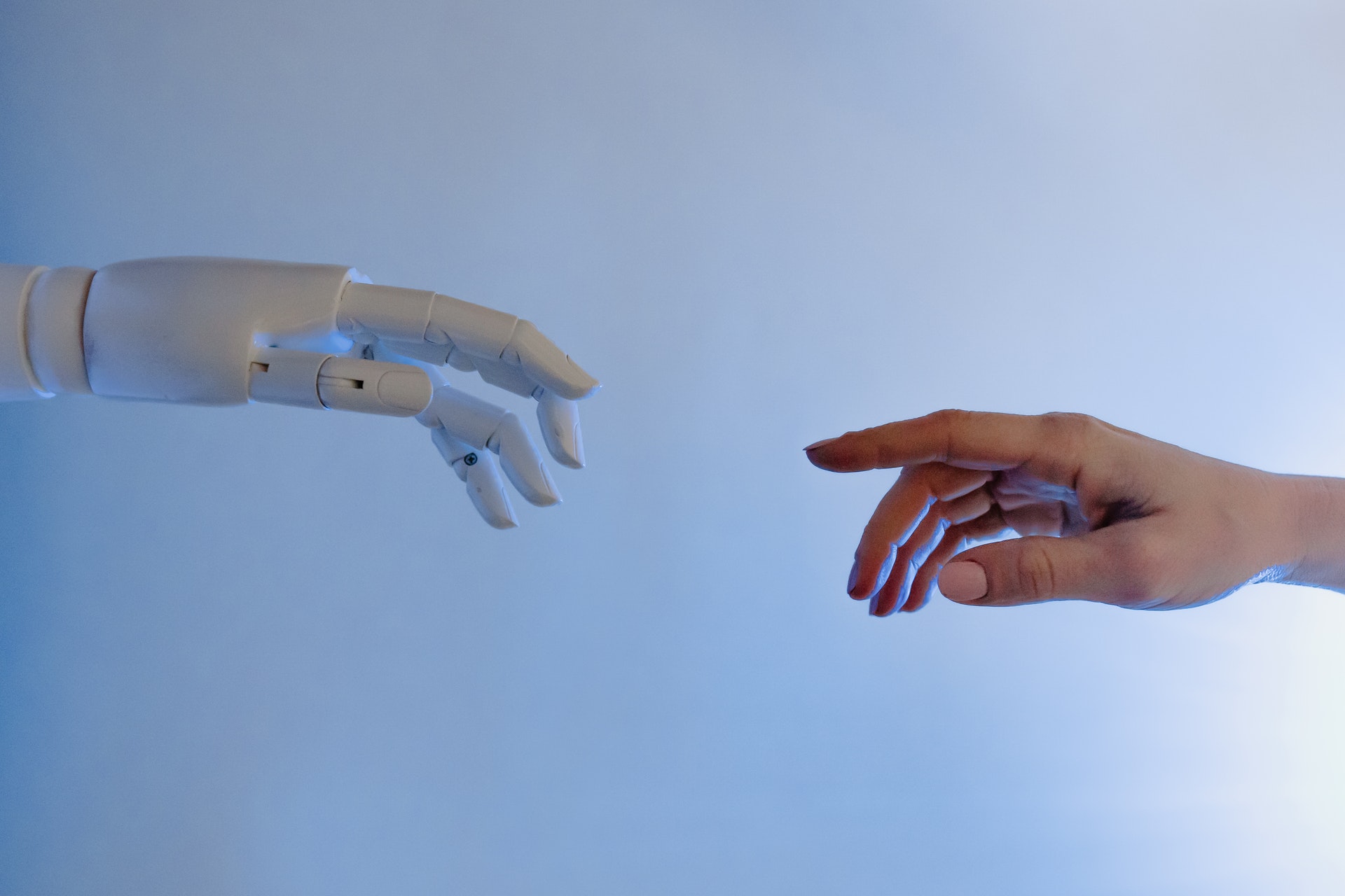 robotic and human hand