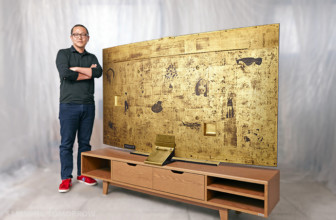 Samsung TV covered in gold